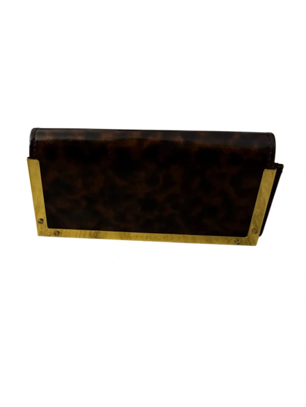 Tory Burch Brown Tortoiseshell Sunglasses Case with Gold Trim